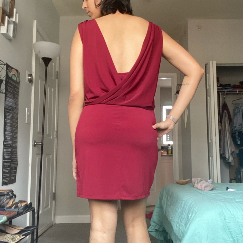 Backless Maroon Dress